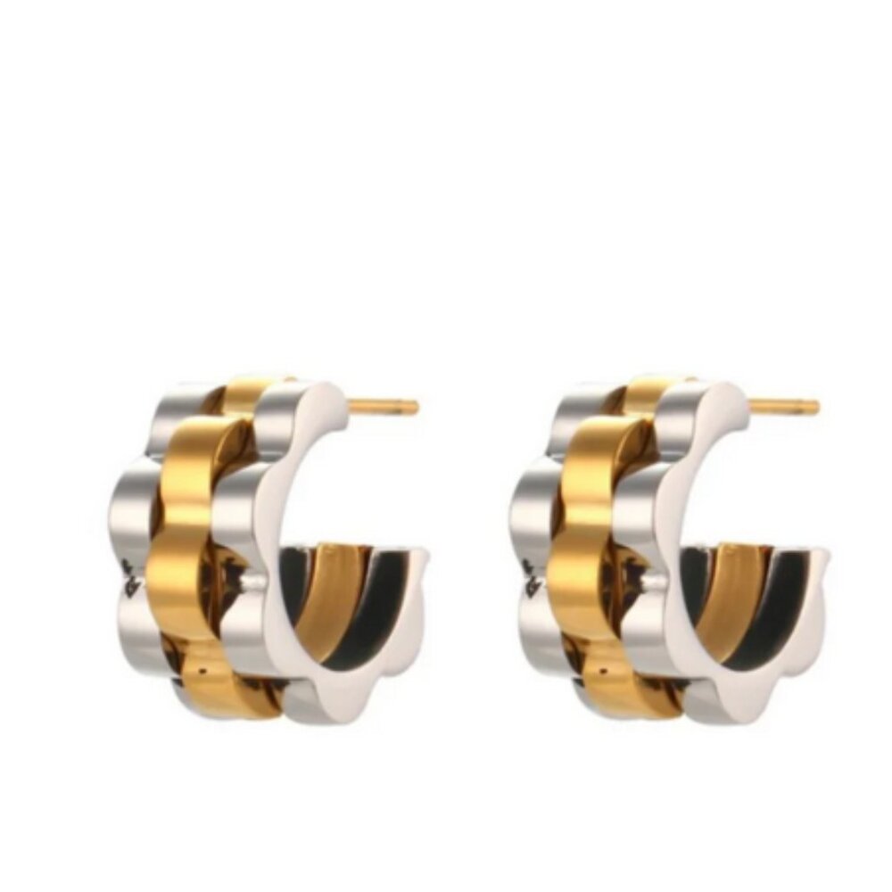 Watchband Women's Huggies/Earrings Stainless Steel Silver Gold NEW